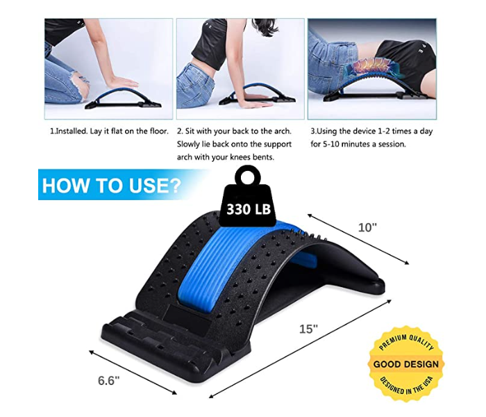 Back Stretcher Fitness Lumbar Posture Correction Massager Back Pain Relief Corrector Magic Back Relaxation - Blue and Black - Zoom Image 6