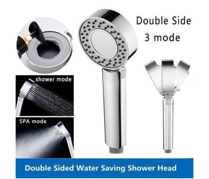 Generic Handheld Double Side Shower Head High Pressure Showerhead With Double Sided Spray and Free Filling Design - Silver - Zoom Image 6