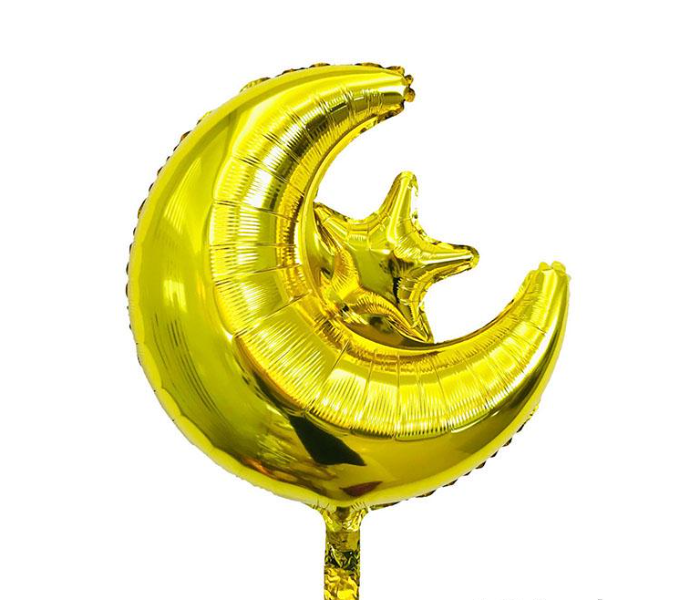 Eid Mubarak Celebration Combo Foil Confetti And Metallic Balloon Various Shape Moon Star Kit To Decor Home Hotel Office - Yellow - Zoom Image 3