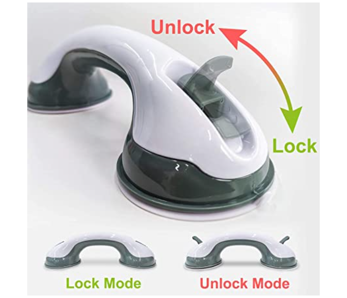 Strong Suction Cup Bathroom Helping Handle Shower Support Handle - White and Grey - Zoom Image 2