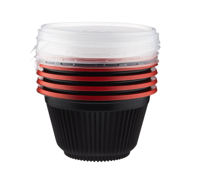 Hotpack HSMRBSB700 5 Pieces 700ml Red and Black Base Soup Bowls with Lids - Zoom Image 3