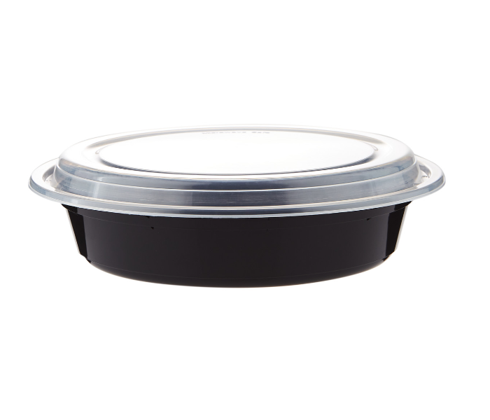 Hotpack HSMBBRO48 5 Pieces 32 oz Black Base Round Container with Lids - Zoom Image 2