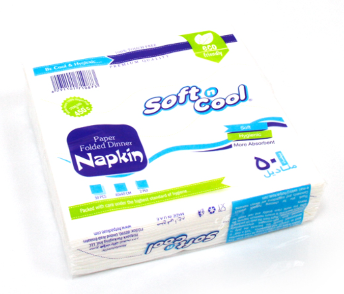 Hotpack NAPKIN4040 50 Pieces 40x40cm 2Ply Soft n cool Paper Napkin - Zoom Image