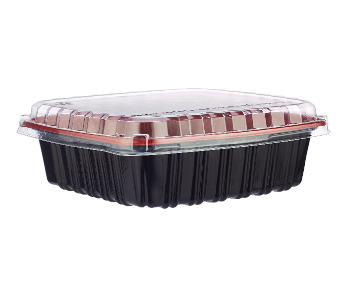 Hotpack HSMRB650 5 Pieces 650ml Red and Black Base Container with Lids - Zoom Image 3