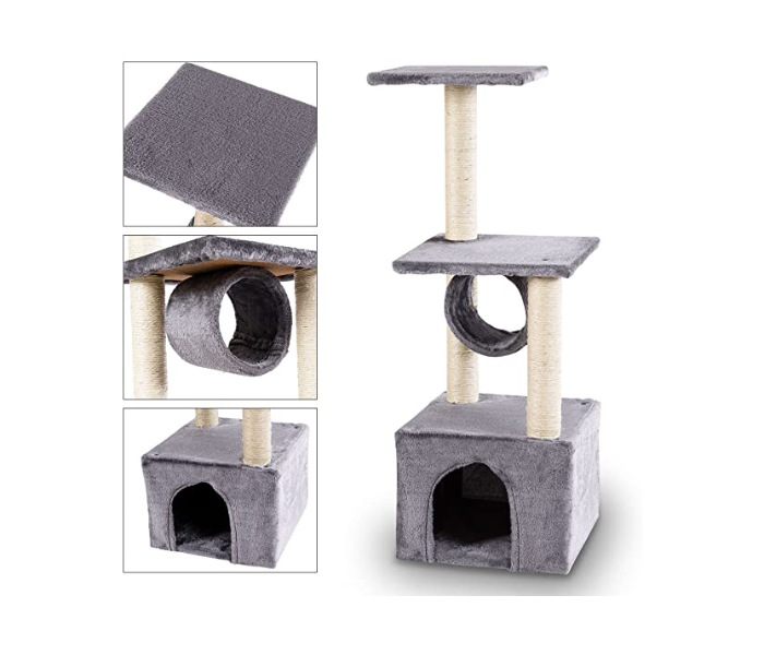 36 Inch Cat Trees and Towers with Scratching Posts Play House for Kitten - Grey - Zoom Image 2