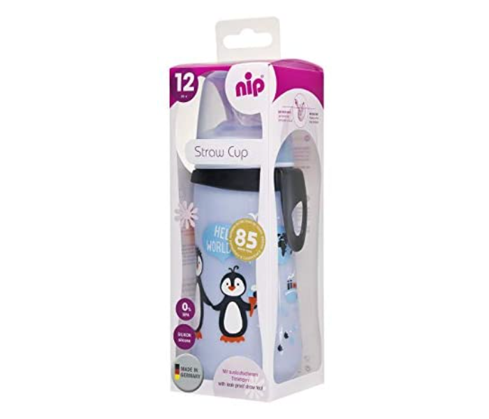 NIP 125334 Straw Cup Penguin Boy 12M 330ml For Babies - Zoom Image