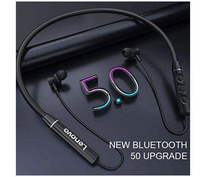 Lenovo QE03 NeckBand Bluetooth Earphone - Black - Zoom Image 4