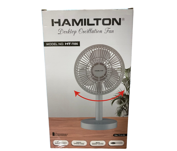 Hamilton HT-7086 Desktop Occilation Fan - Grey - Zoom Image 1