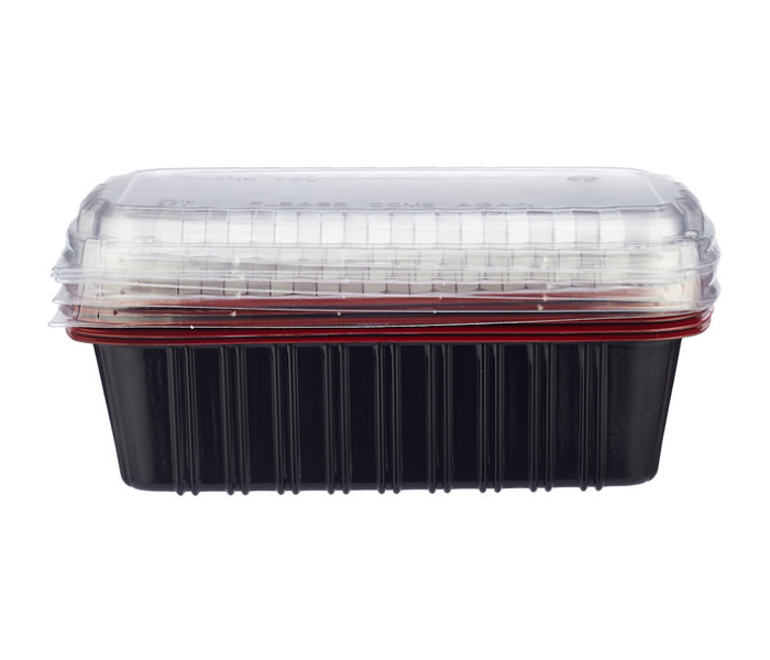 Hotpack HSMRB1000 5 Pieces 1000ml Red and Black Base Container with Lids - Zoom Image 3