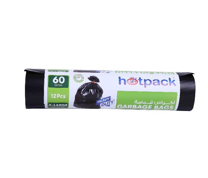 Hotpack HSMGBR95120 12 Pieces Roll 95x120cm 60 Gallon Garbage Bag - Black - Zoom Image