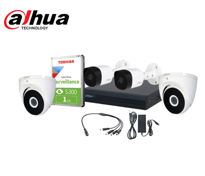 Dahua DAH-2CB2A-2T2A-DV4 4 Camera 5MP HDCVI IR Eyeball Camera, Built In Mic Camera Set - Black and White - Zoom Image