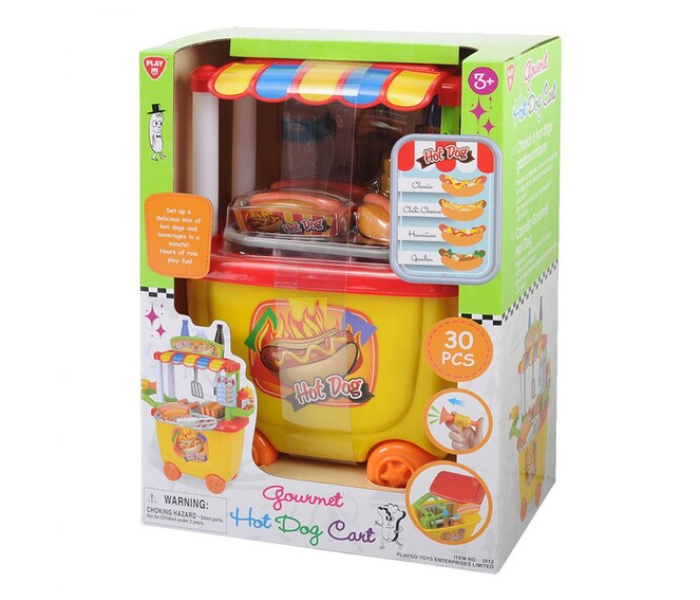 PlayGo 3512 30 Pieces Gourmet Hot Dog Cart Toys For Kids - Red and Yellow - Zoom Image 1