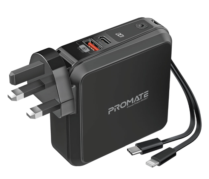 Promate Universal 15000mAh Portable Power Bank with AC Plug - Black - Zoom Image 1