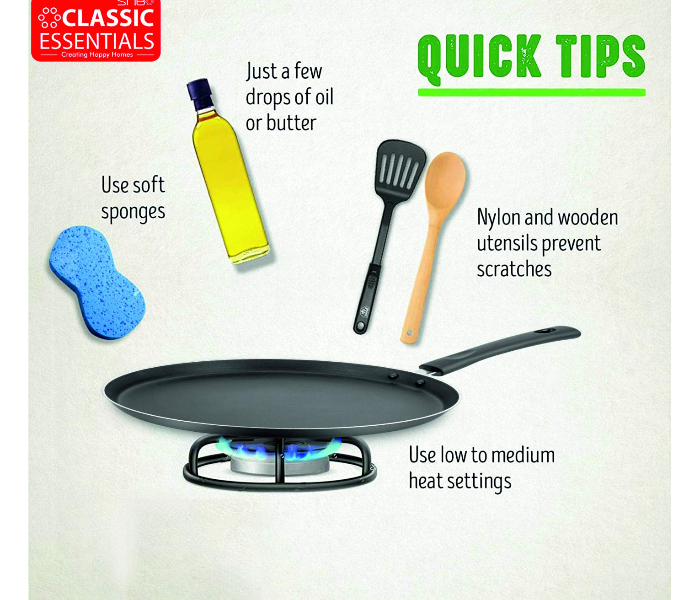 Classic Essentials 5064 27cm Non Stick Roti Tawa - Black - Zoom Image 3