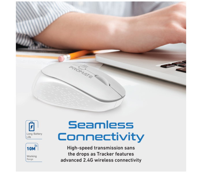 Promate Professional Precision Tracking Comfort Grip Wireless Mouse - White - Zoom Image 3