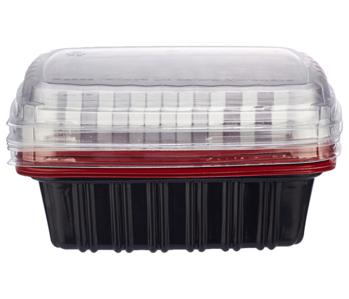 Hotpack HSMRB750 5 Pieces 750ml Red and Black Base Container with Lids - Zoom Image 3