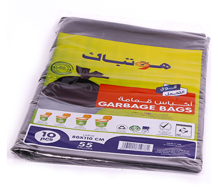 Hotpack GH80110 10 Pieces 80x110cm Heavy Duty 55 Gallon Garbage Bag - Black - Zoom Image