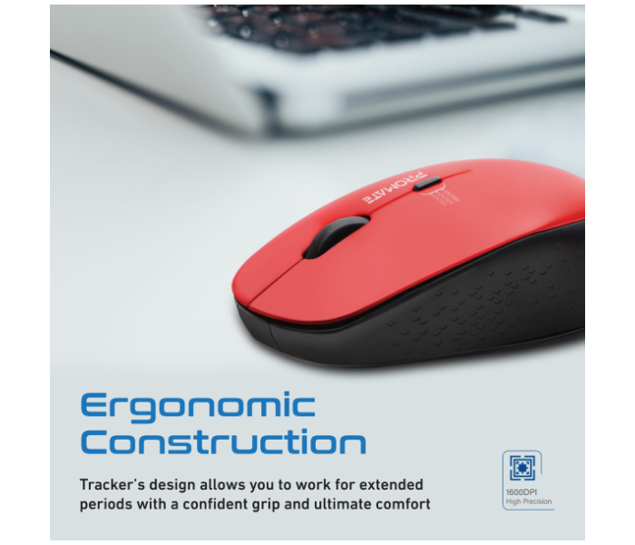 Promate Professional Precision Tracking Comfort Grip Wireless Mouse - Red - Zoom Image 4