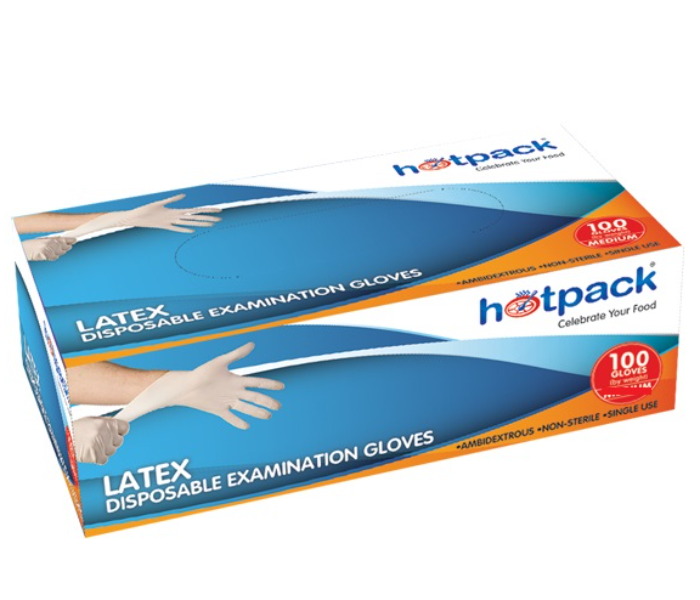 Hotpack PFLGL 100 Pieces Powder Free Latex Large Gloves - Zoom Image