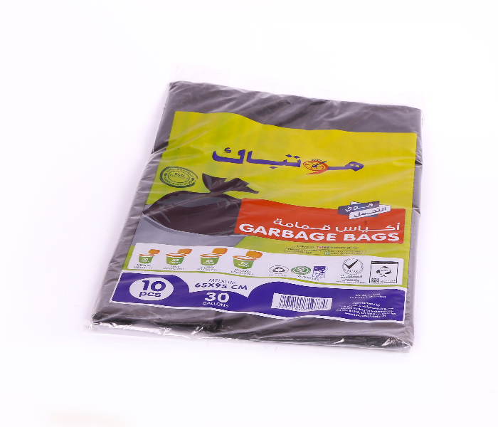 Hotpack GH6595 10 Pieces 65x95cm Heavy Duty 30 Gallon Garbage Bag - Black - Zoom Image