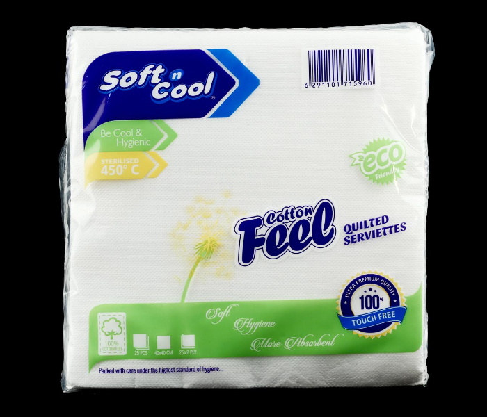 Hotpack SNCN4040CF 25 Pieces 40x40cm Soft n cool Cotton Feel Paper Napkin - Zoom Image