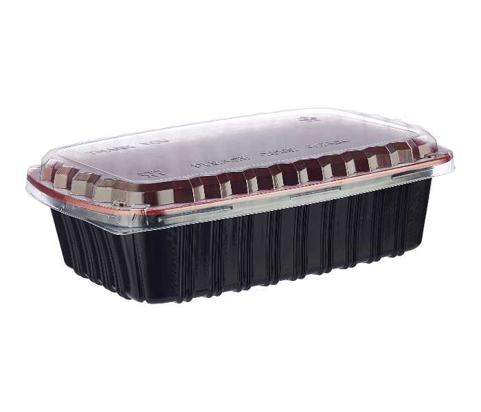 Hotpack HSMRB1000 5 Pieces 1000ml Red and Black Base Container with Lids - Zoom Image 4