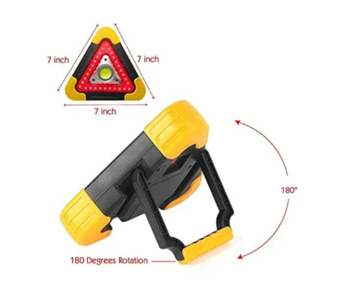 Portable Flashing Car Solar LED Light Triangle Warning Emergency Light Camping Hiking Fishing Lamp COB USB Charging Torch Light - Black and Yellow - Zoom Image 2