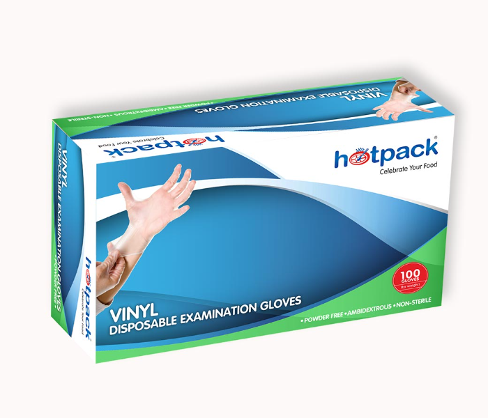 Hotpack VGLPF 100 Pieces Powder Free Large Vinyl Gloves - Zoom Image