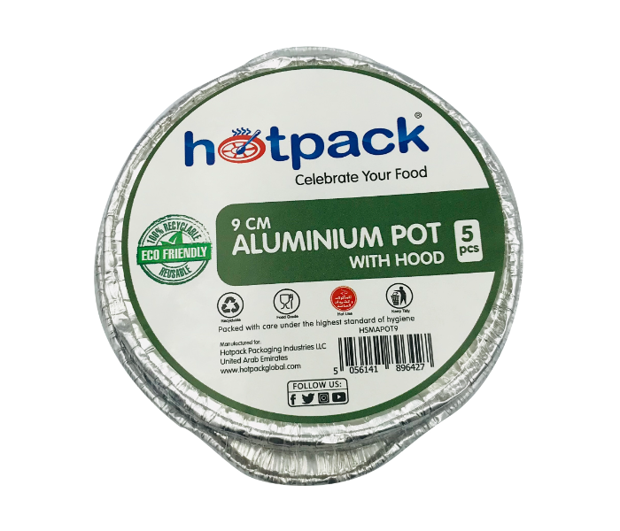 Hotpack HSMAPOT9 9cm 5 Pieces Aluminium Pot With Hood - Zoom Image