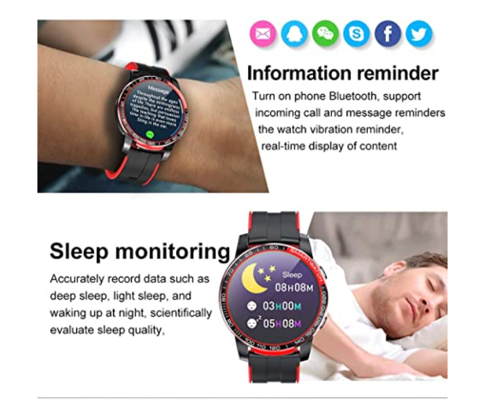 V20 Bluetooth Call Fitness Tracker Heart Rate Monitoring Music Control Smart Watch - Black and Red - Zoom Image 5