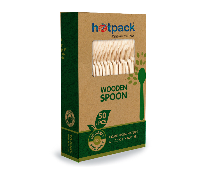 Hotpack HSMWDSPB 50 Pieces Wooden Spoon - Zoom Image 1