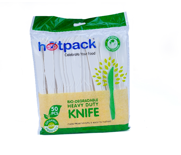 Hotpack BDPKHD 50 Pieces Packet Heavy Duty Bio Degradable Knife - Zoom Image 1