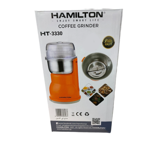 Hamilton HT-3330 Premium Quality Coffee Grinder - Orange and Silver - Zoom Image 4