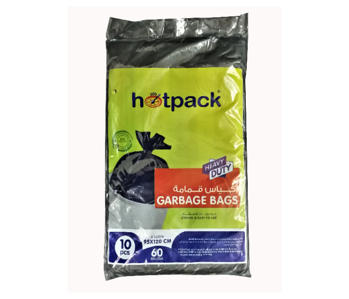 Hotpack GH95120 10 Pieces 95x120cm Heavy Duty 60 Gallon Garbage Bag - Black - Zoom Image