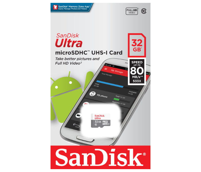 SanDisk SDSQUNS-032G-GN3MN 32GB 80MB/s UHS-I Class 10 microSDHC Card - Zoom Image 3