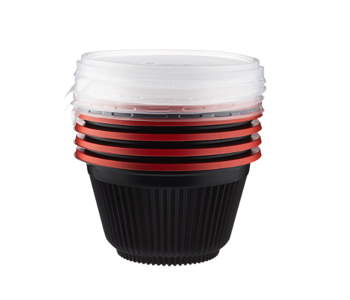 Hotpack HSMRBSB550 5 Pieces 550ml Red and Black Base Soup Bowls with Lids - Zoom Image 3