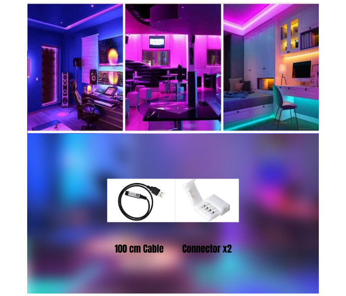 5 Meter RGB Colour Changing LED Strip Lights with Adapter App Control Key Remote LED Strips for TV Back Ground Lighting Decoration - Zoom Image 3