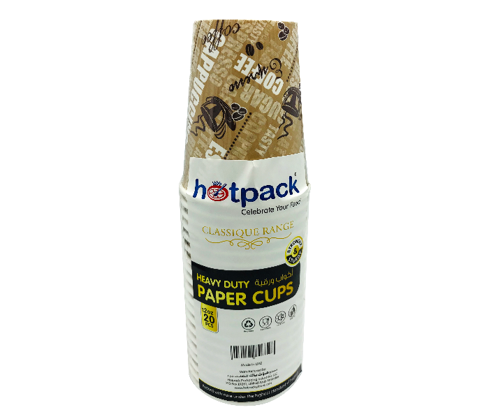 Hotpack HSMPHDC12 12oz 20 Pieces Heavy Duty Paper Cup - Zoom Image