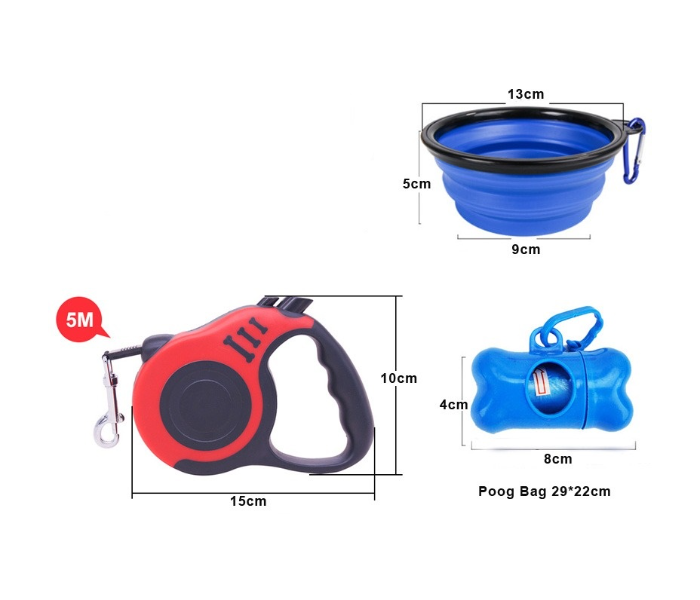 Lightweight Portative 5M Leash - Folding Bowl - Dispenser, Bag - GPS Tracker and 2 Reusable Qatar Masks - All in One Smart Combo - Zoom Image 3