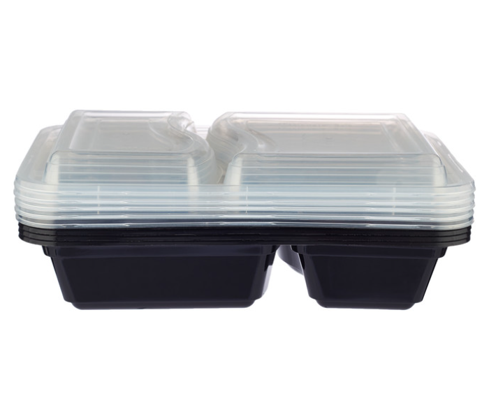 Hotpack HSMBBMC2C 5 Pieces Container Black Base with 2 Compartment Lid - Zoom Image 3