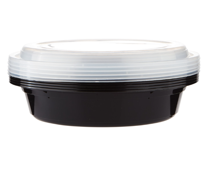 Hotpack HSMBBRO48 5 Pieces 32 oz Black Base Round Container with Lids - Zoom Image 1