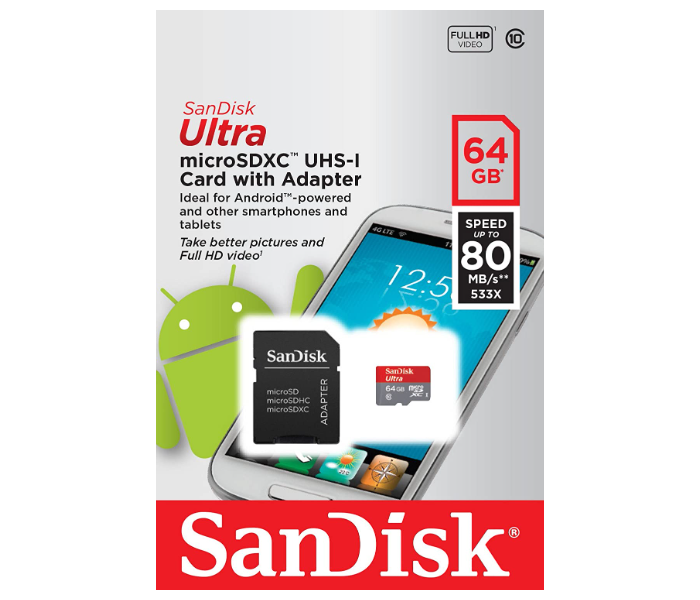 SanDisk SDSQUNC-064G-GN6MA Ultra MicroSDXC 64GB UHS-I Class 10 Memory Card - Zoom Image 2