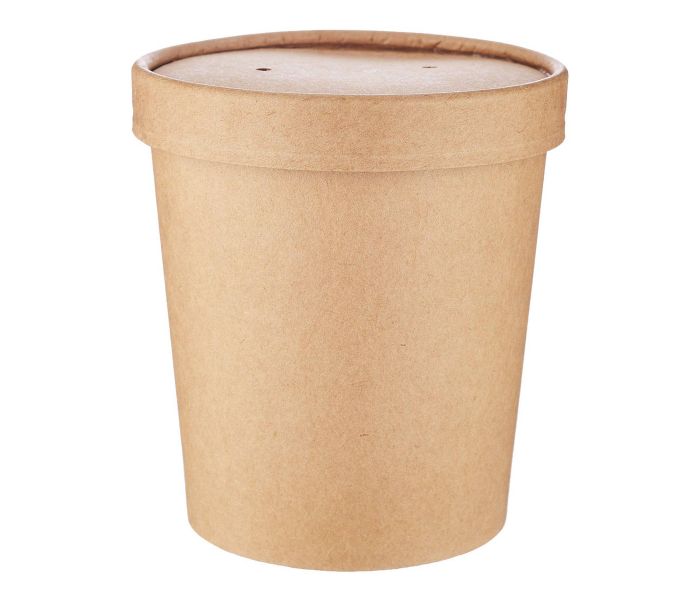 Hotpack HSMPNB16KX5 5 Pieces 16oz Kraft Soup Cup Lid - Brown - Zoom Image 1