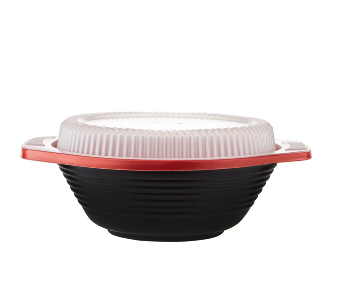 Hotpack HSMRBSB1000 5 Pieces 1000ml Red and Black Base Soup Bowls with Lids - Zoom Image 3