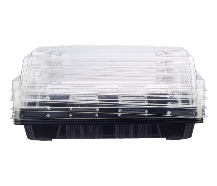 Hotpack HSMSC01B 5 Pieces Black Sushi Container Base with Lid - Zoom Image 3