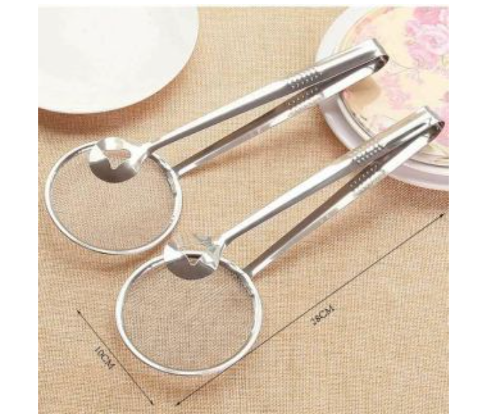 2in1 Stainless Steel Tong and Strainer Frying Kitchen Tools - Silver - Zoom Image 3