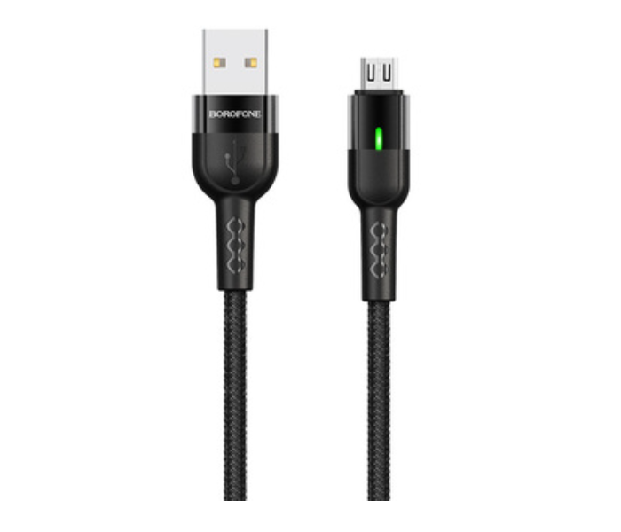 BOROFONE BU17 Starlight Smart Power Off Charging Data Cable For Micro - Black - Zoom Image 2