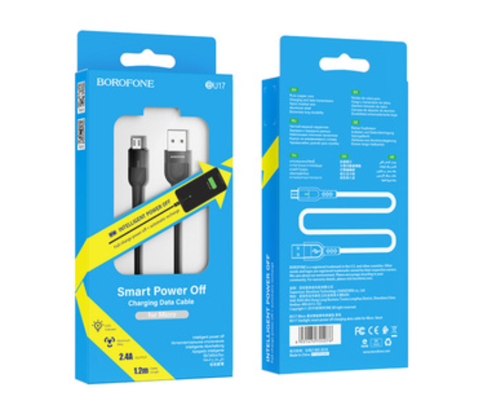 BOROFONE BU17 Starlight Smart Power Off Charging Data Cable For Micro - Black - Zoom Image 5