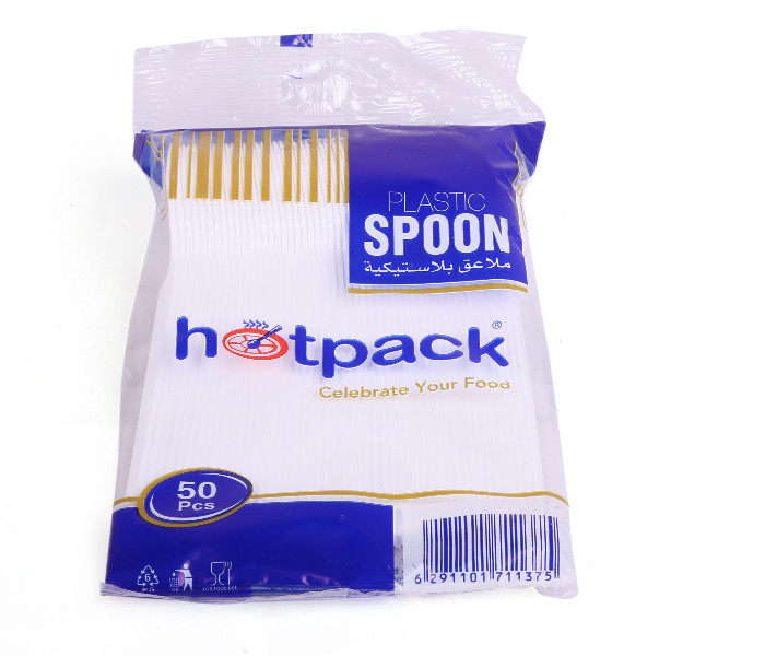 Hotpack DSPSHP 50 Pieces Plastic Desert Spoon - White - Zoom Image