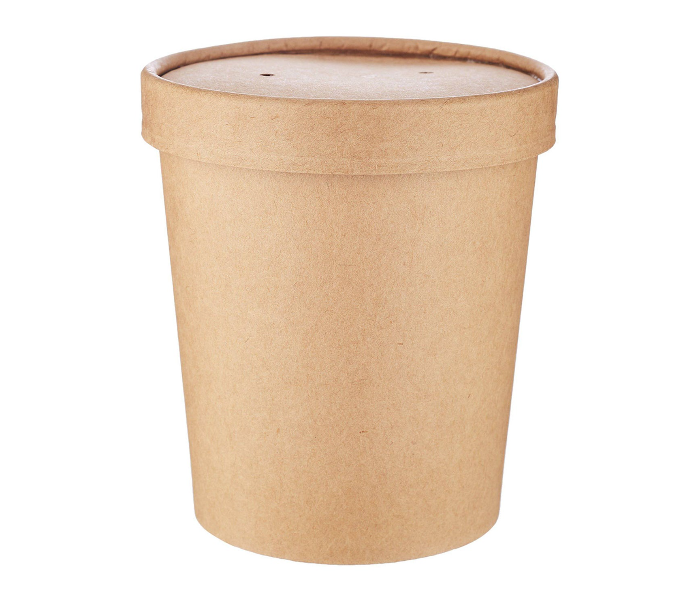 Hotpack HSMPNB32KX5 5 Pieces 32oz Kraft Soup Cup Lid - Brown - Zoom Image 2